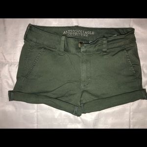 Green mid rise shorts